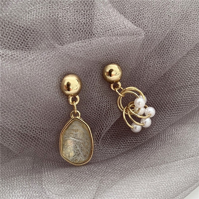 Khuyên tai kẹp không bấm lỗ chốt điều chỉnh K058 bằng hợp kim mạ vàng bất đối xứng hình khối dáng midi Leous Accessories