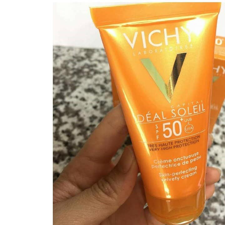 (CHÍNH HÃNG) Kem chống nắng VICHY SPF 50 Ideal Soleil Velvety Cream 50ml cho da khô, da thường, hỗn hợp thiên khô.