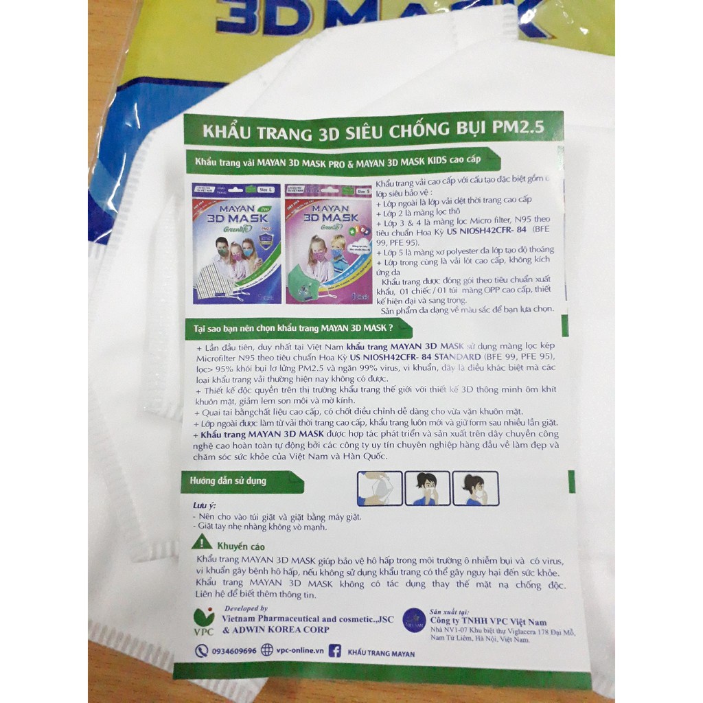 Khẩu trang y tế Mayan Gói 5 chiếc 4 lớp ngăn 99% bụi và vi khuẩn cho trẻ em và người lớn | BigBuy360 - bigbuy360.vn