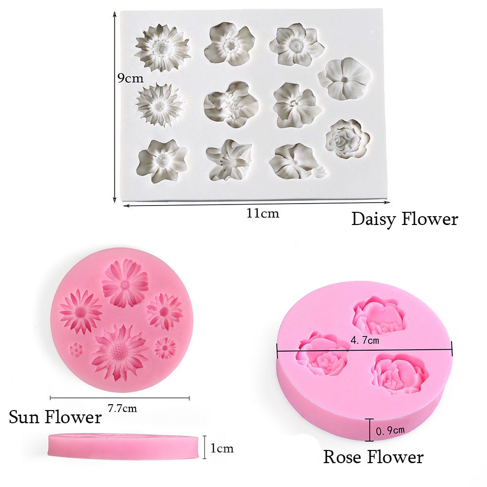 Khuôn Silicone Tạo Hình Hoa Cúc / Hướng Dương Trang Trí Bánh