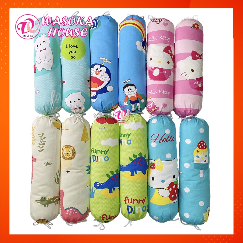 Cặp gối ôm cho bé dài 50cm, vải Thắng Lợi mềm êm mát, thấm hút mồ hôi tốt, phù hợp cho bé dưới 1 tuổi