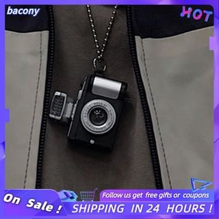 Bacony Hip Hop Style Flash Small Camera Pendant Necklaces Glowing Chains for Men Women