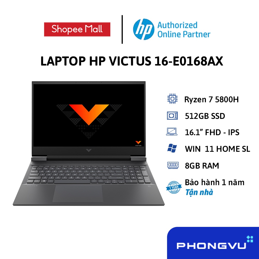 [Mã ELHP15 giảm 10% đơn 15TR] Laptop HP VICTUS 16-e0168AX 4R0U6PA - Bảo hành 12 tháng