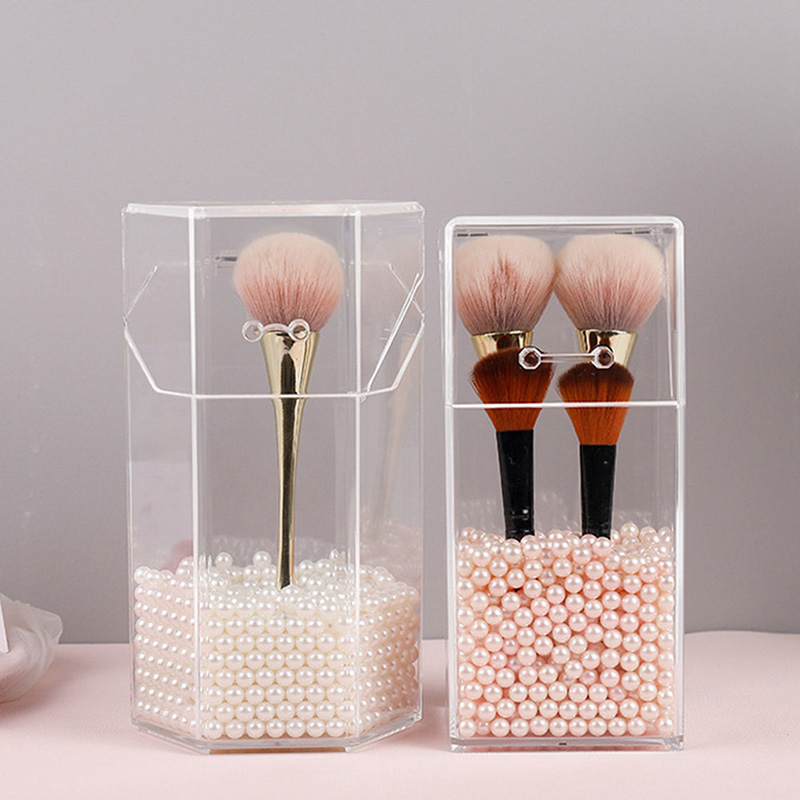 Hộp Đựng Cọ Trang Điểm Bằng Acrylic Có Nắp Đậy Chống Bụi Tiện Dụng