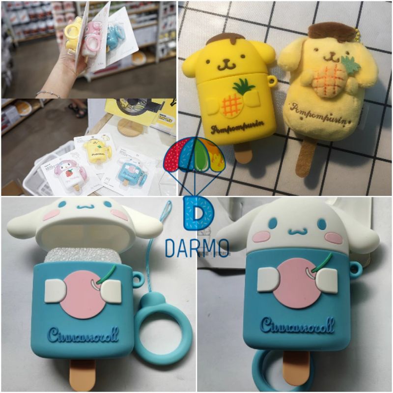 Case bảo vệ Airpods 1/2 que kem thỏ cinnamoroll my melody purin sanrio xanh pastel