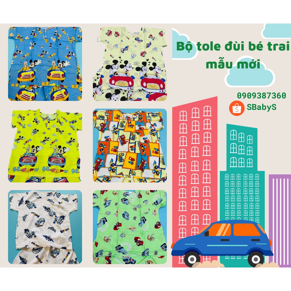 Bộ tole Thái quần đùi áo ngắn tay họa tiết hoạt hình biển xe hơi cho bé trai từ 12-55kg Luôn luôn rẻ.