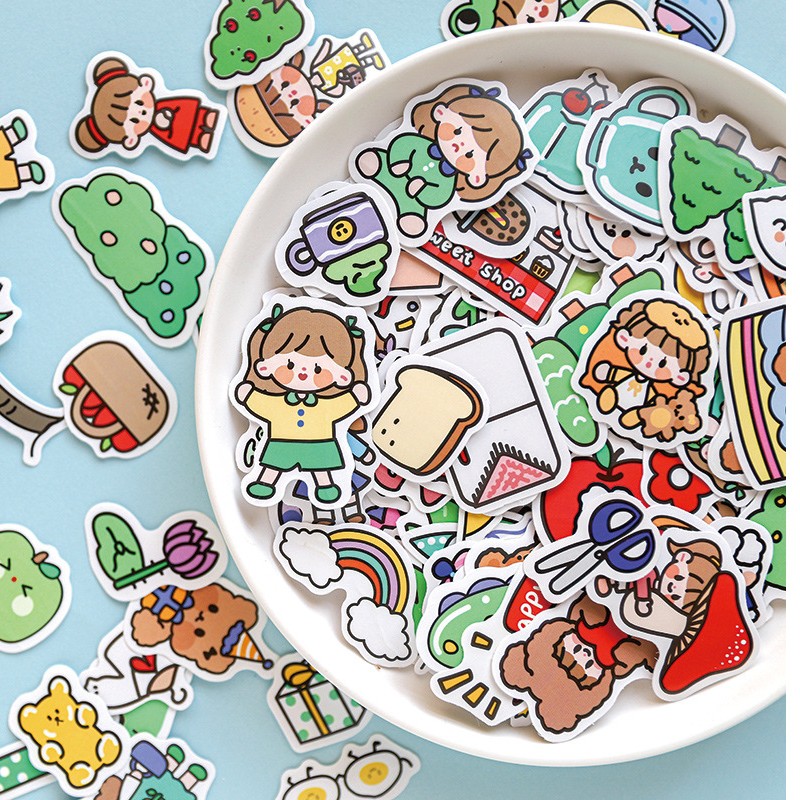 100 sticker cute hình dán dễ thương miếng dán công chúa trang trí sổ planner bullet journal dụng cụ dán  Ricky Girl