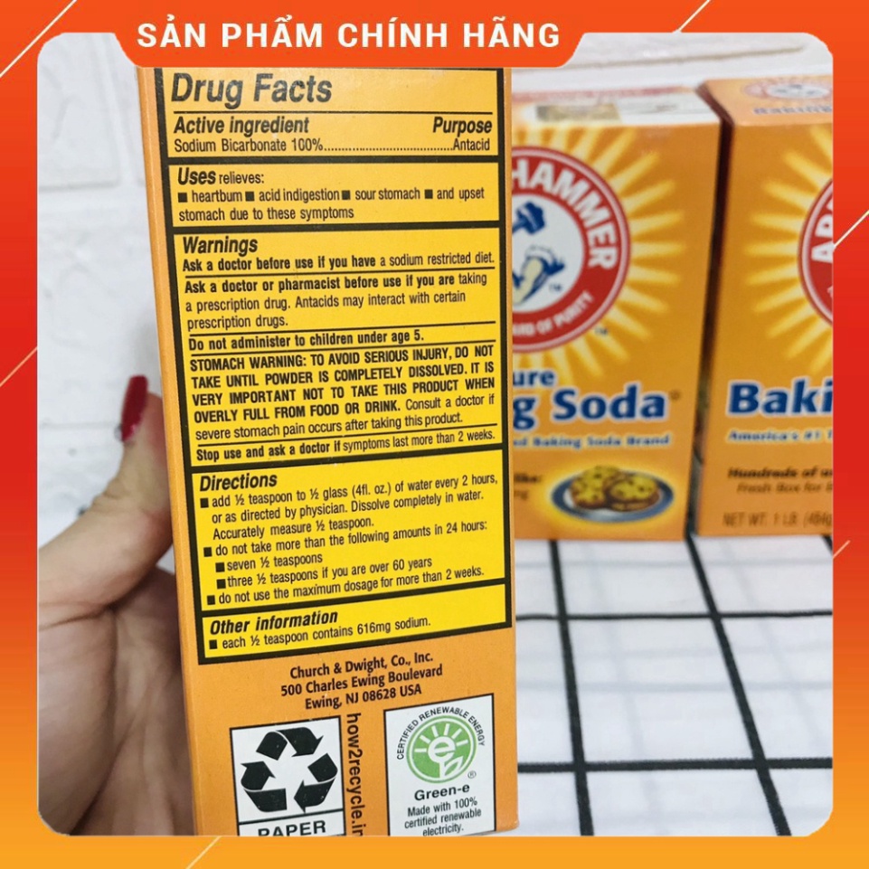 Baking soda trắng răng 454g - làm bánh chính hãng -  tẩy rửa Olin House