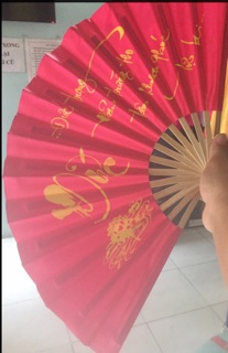 Quạt vải  thư pháp