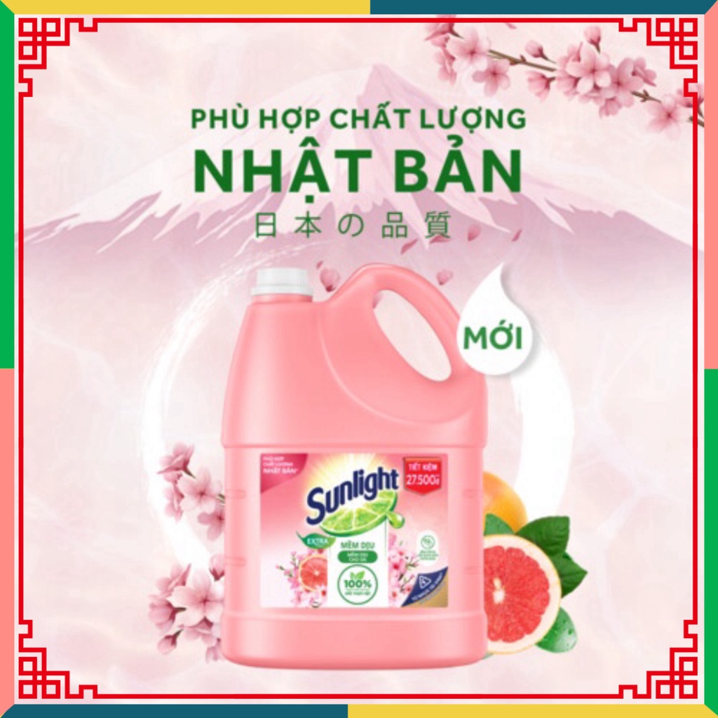 Chai nước rửa bát SUNLIGHT điệu đà Hương Bưởi Tây Và Hoa Anh Đào 3.6kg