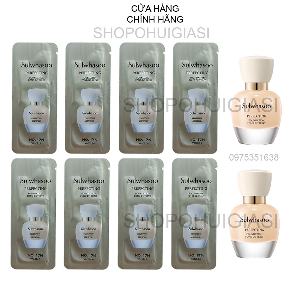 [1ml[ Gói sample Kem Nền Siêu Che Khuyết Điểm, giữ tone 12h, dưỡng trắng da -  Sulwhasoo Perfecting Foundation Glow 1ml.