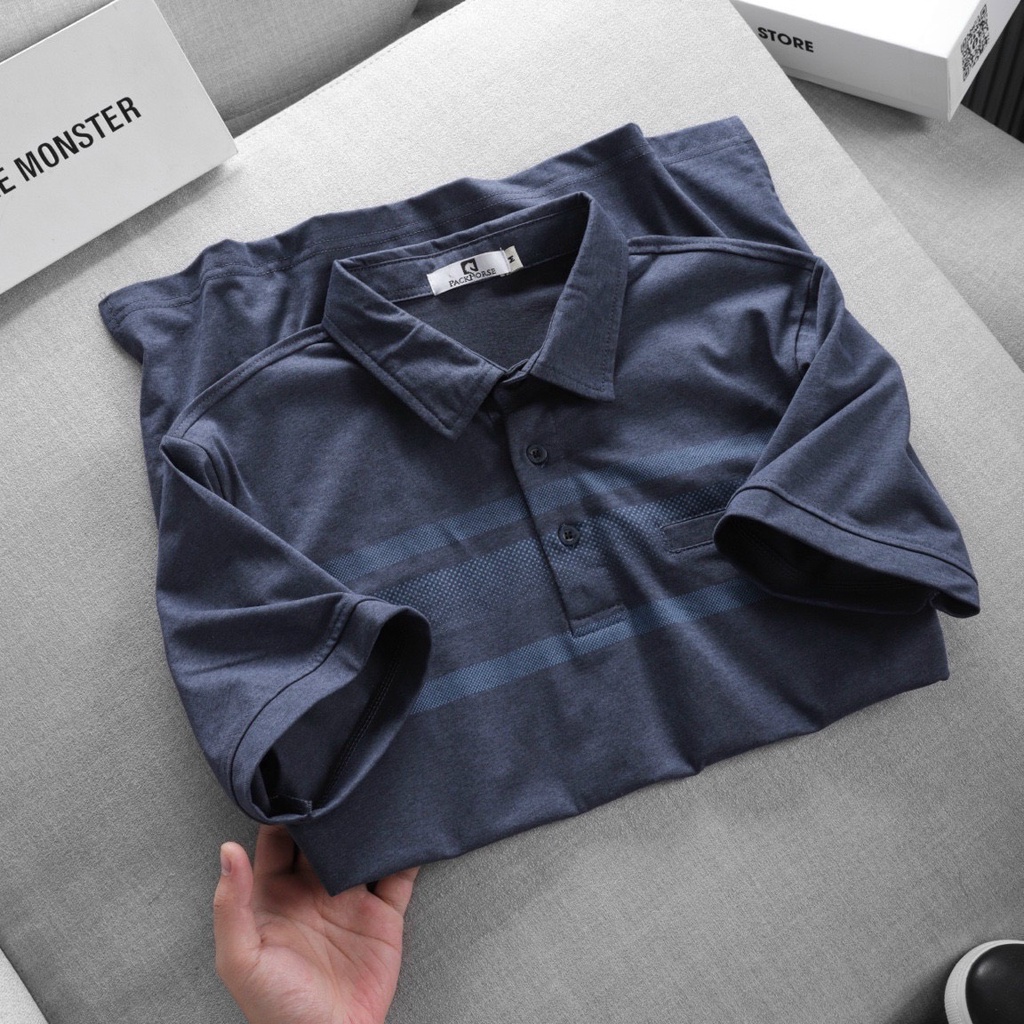 Áo Thun Nam Có CỔ Họa Tiết In Sọc Chấm Vải Thun Cotton ,phong cách trung niên, trưởng thành 2022