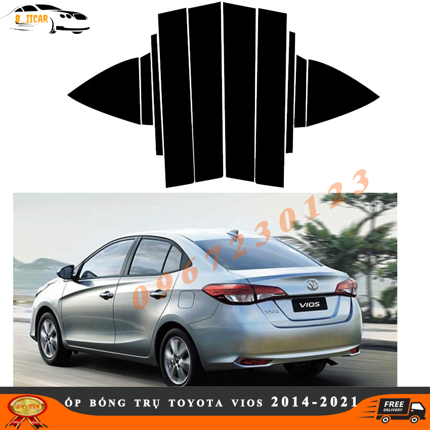 Ốp bóng trụ, bóng trầy cửa xe tráng gương đẹp cho xe Vios 2014-2021 chọn đời xe