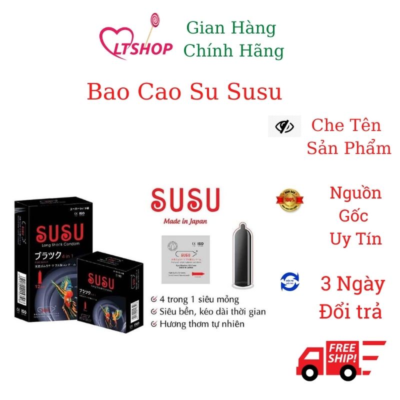 Bao Cao Su Susu  siêu mỏng  kéo dài 4 in 1