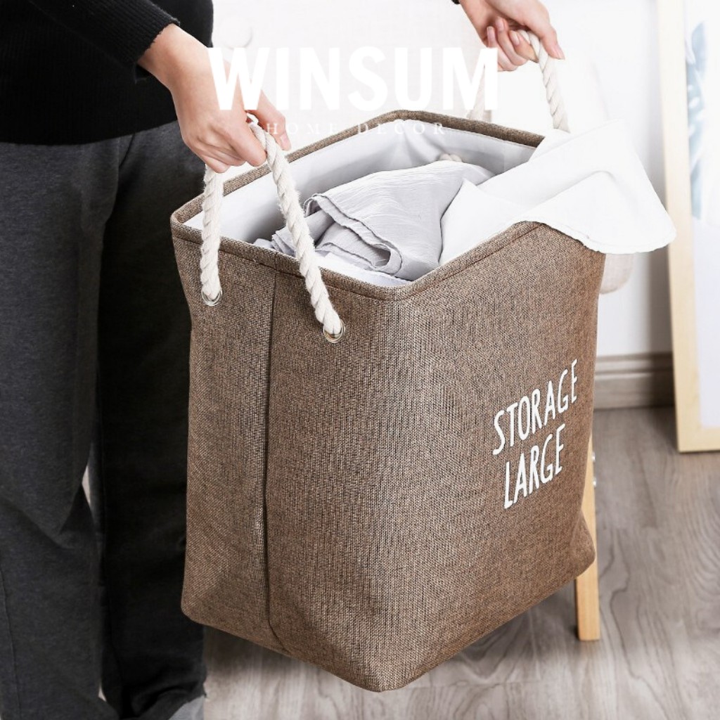 Giỏ Đựng Quần Áo, Thú Bông, Đồ Chơi Trẻ Con Chất Vải Bồi Cotton Linen Cao Cấp - Winsum.decor