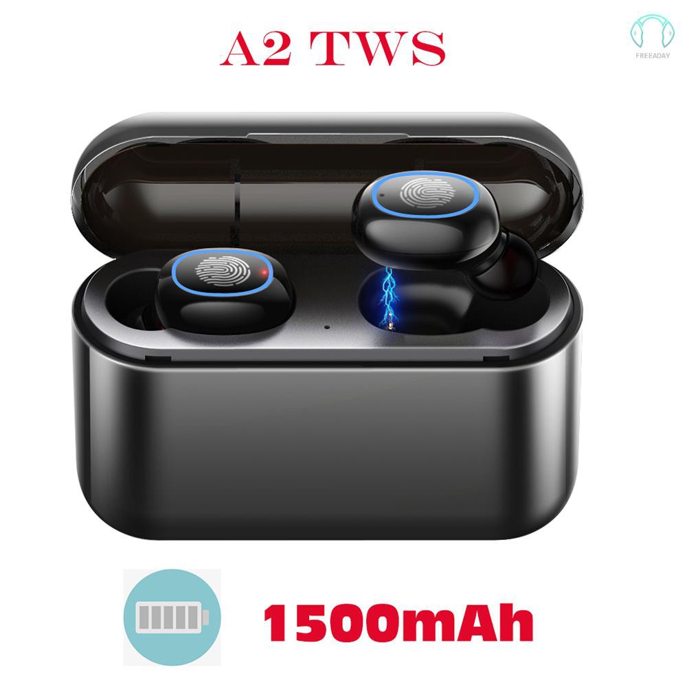 Tai nghe không dây A2 TWS BT 5.0 tự ghép nối cảm ứng thông minh HiFi kèm hộp sạc 1500mAh kiêm sạc dự phòng điện thoại