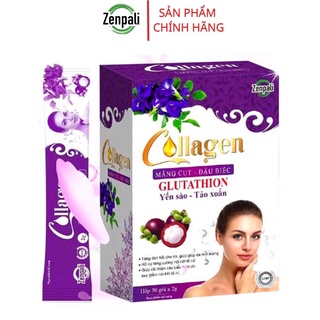 Collagen Măng Cụt Đậu Biếc Zenpali 30 gói x 2g cốm uống tác dụng đẹp da
