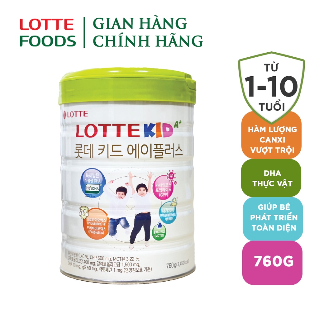 Sữa Lotte Kid A+ 760g Hàn Quốc chính hãng