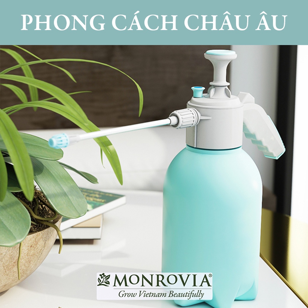 Bình tưới cây MONROVIA 2 lít, xịt phun sương cây cảnh, vòi dài, tặng vòi ngắn, màu xanh, tiêu chuẩn Châu Âu