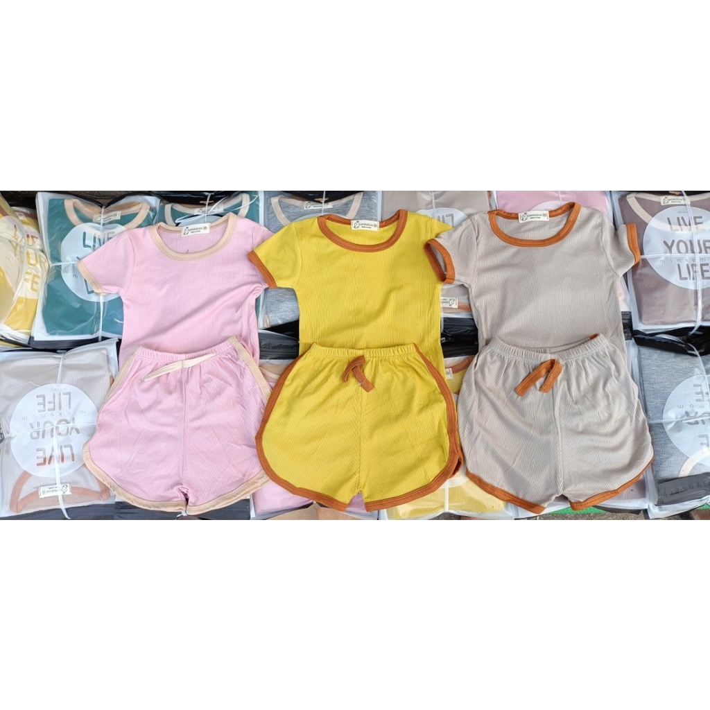 Bộ gân tăm lạnh ngắn tay Peekaboo phong cách Hàn Quốc cho bé trai bé gái