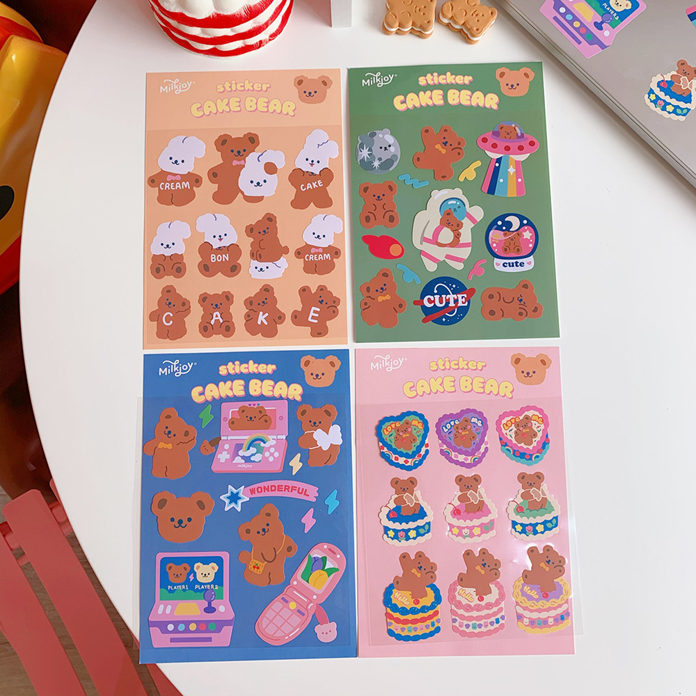 1Pcs Ins Style Cute Cartoon Bear Sticker Sweet Scrapbooking Paper Decoration Creative School Stationary
