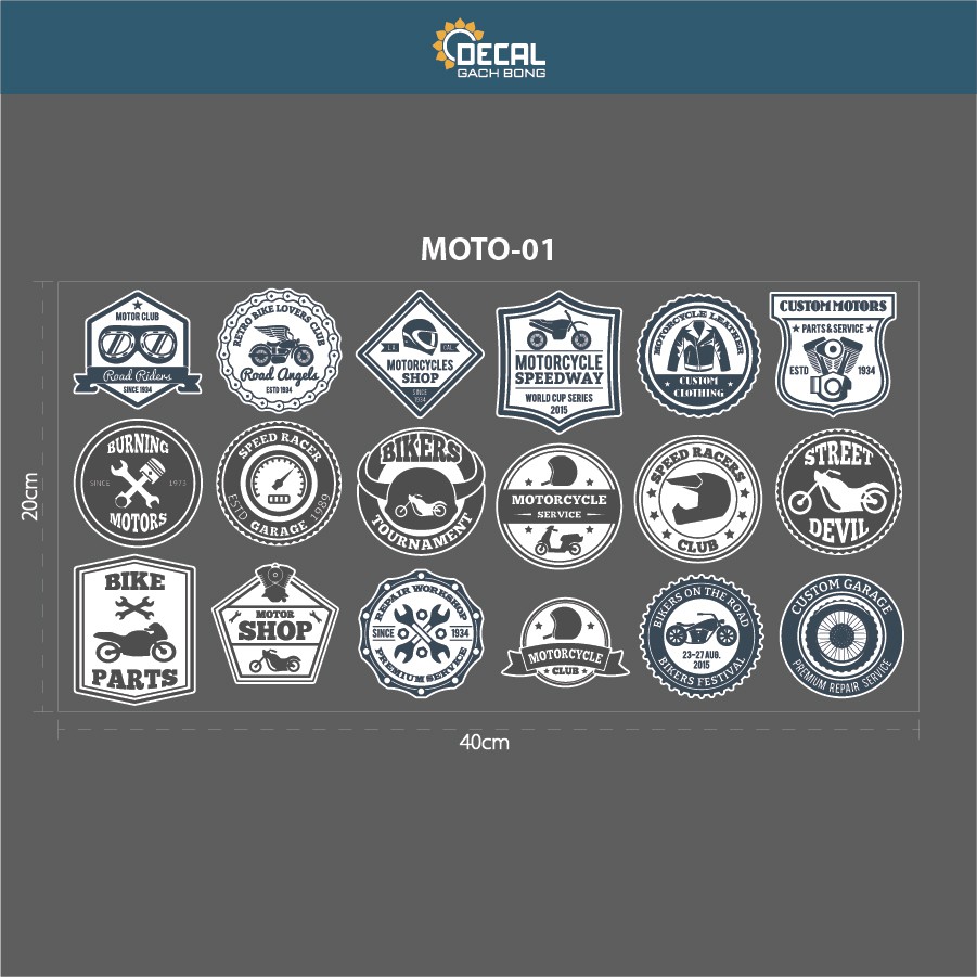 Sticker moto dán trang trí xe - Decal gach Bong
