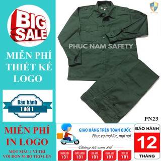 Bộ quần áo bảo hộ lao động PN23 - Màu xanh, bộ quần áo bảo hộ KT3, quần áo bảo họ lao động, Phuc Nam Safety
