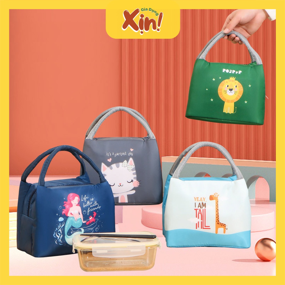 Túi đựng cơm giữ nhiệt, túi đựng hộp cơm văn phòng chống nước họa tiết dễ thương