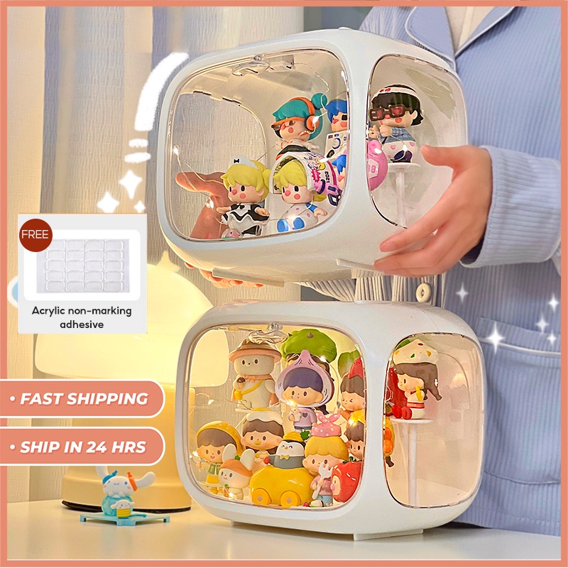 Hình con nhộng không gian Hộp màn hình Hộp màn hình Hộp trưng bày Hộp hiển thị acrylic Hộp hiển thị trong suốt Giá đỡ Genshin Tác động Klee Zhongli Popmart Molly 1WPN