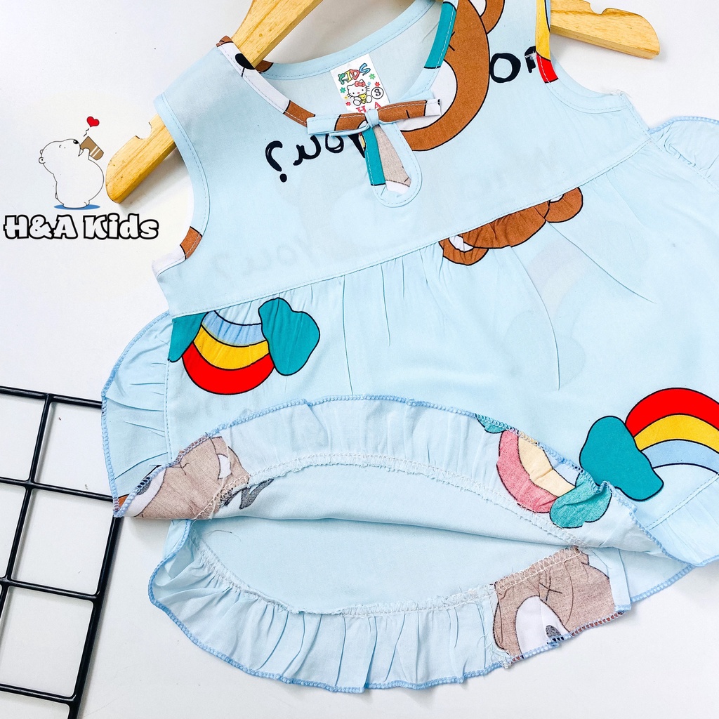 (7-9kg) Bộ lanh bé gái mặc nhà, mặc ngủ vải 2 da, hàng đẹp H&amp;A Kids - Unibaby Store BTSize3