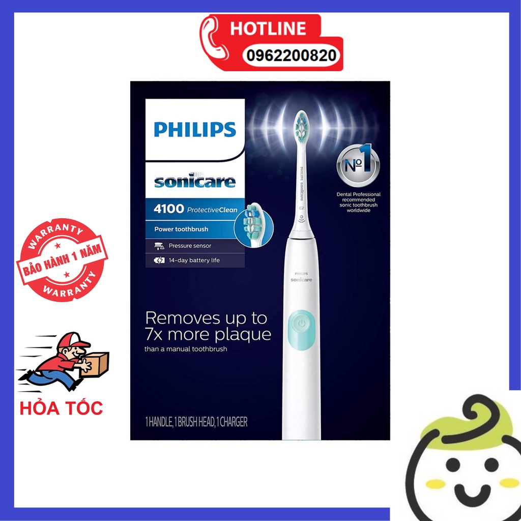 Bàn chải điện Philips Sonicare 4100 - Bàn chải đánh răng điện hàng ngày, hoạt động bền bỉ.