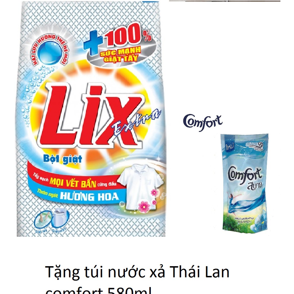 Bột giặt Lix Extra Hương Nước Hoa +Tặng nước xả vải Comfort 580ml Thái lan