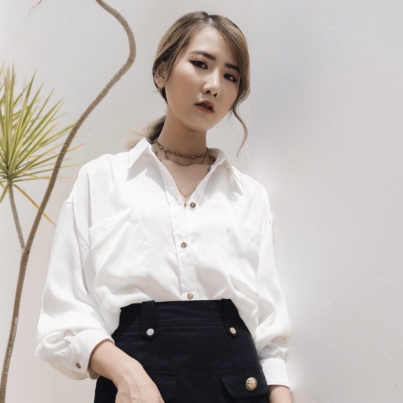 Áo sơ mi lụa mềm cao cấp freesize dành cho nữ Caffeine Studio