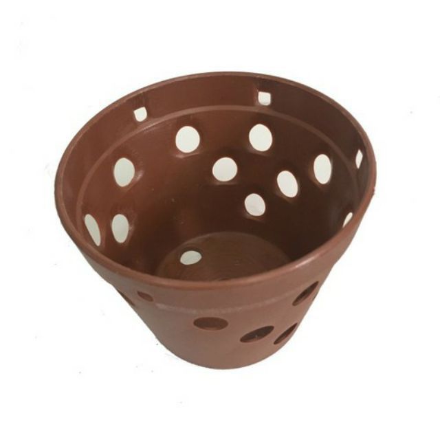 Chậu đất nung trồng lan Size lớn - KT: R18.5cm x C13cm