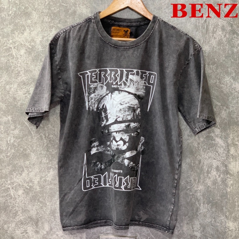 Áo thun tay lỡ loang BAD HABITS in hình đầu lâu phông Unisex nam nữ Premium Cotton oversize form rộng AP 9001
