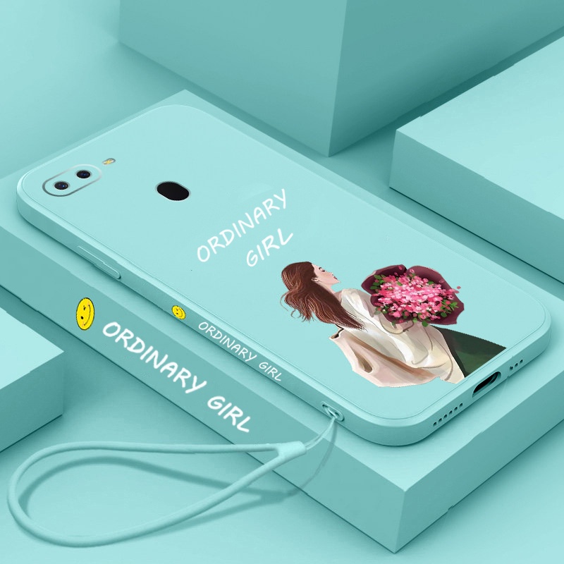 Ốp Điện Thoại TPU Dẻo Họa Tiết Hoa Xinh Xắn Kèm Dây Đeo Cho oppo a5s a12 a7 a31 a52 a