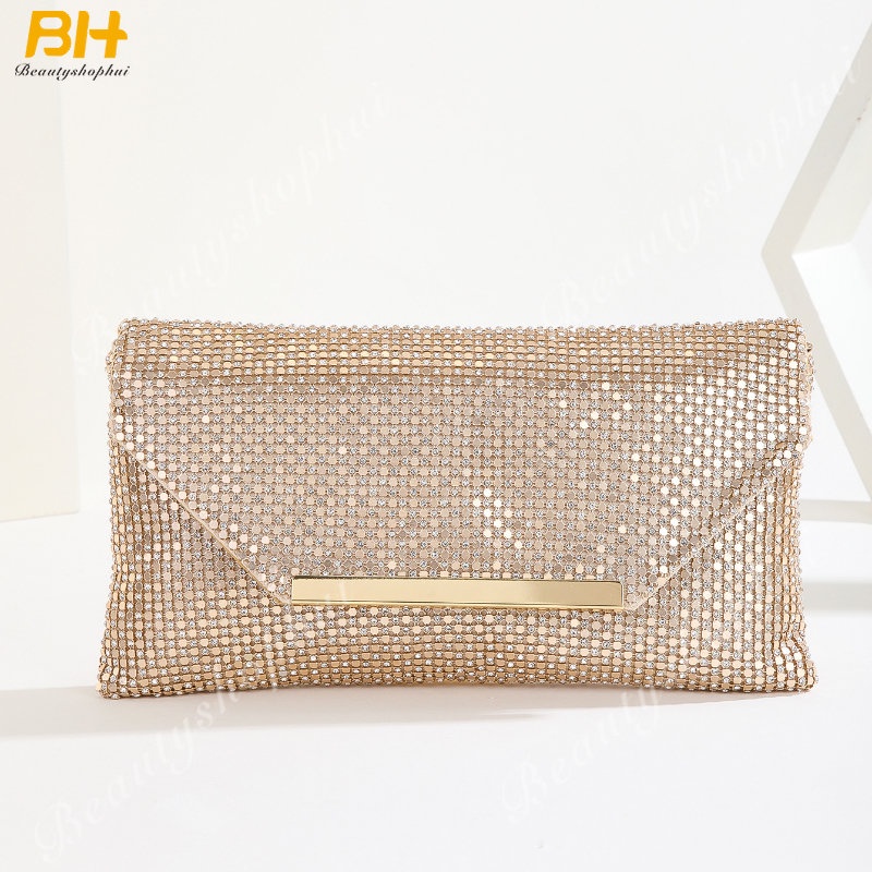 Ví Dự Tiệc Cầm Tay Mẫu Mới 2022 Phong Cách Âu Mỹ Đính Đá Lấp Lánh
