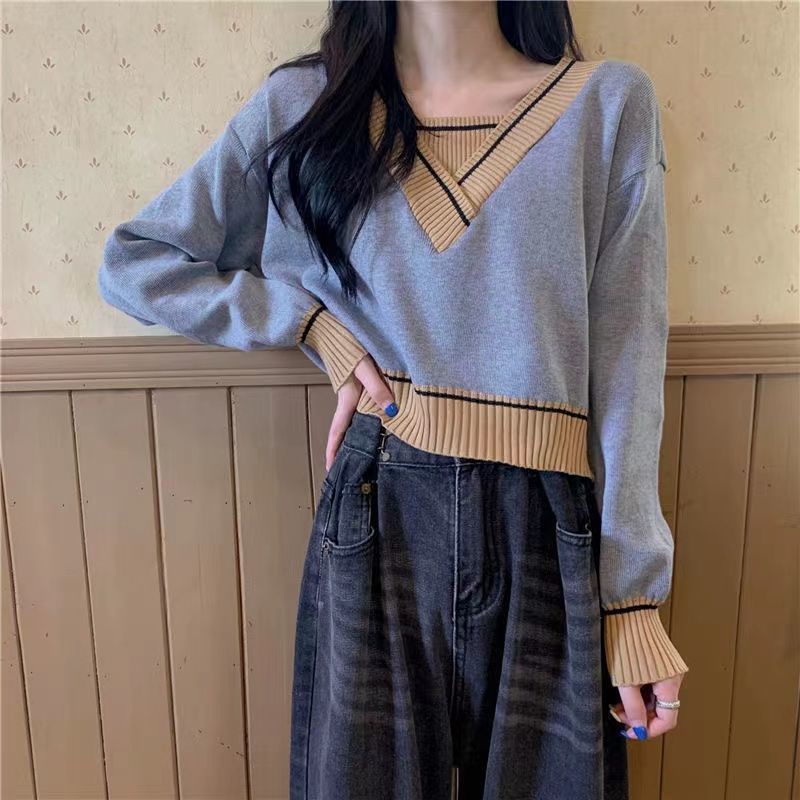 Áo Sweater Cổ V Tay Dài Kiểu Hàn Quốc Thời Trang 2022 Cho Nữ