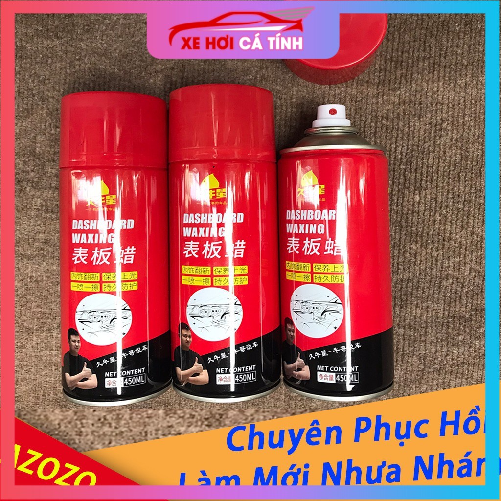 Freeship | Chai Xịt Dưỡng Nhựa Nhám - Phục Hồi Làm Mới Ghế Da DASHBOARD WAXING 450ml