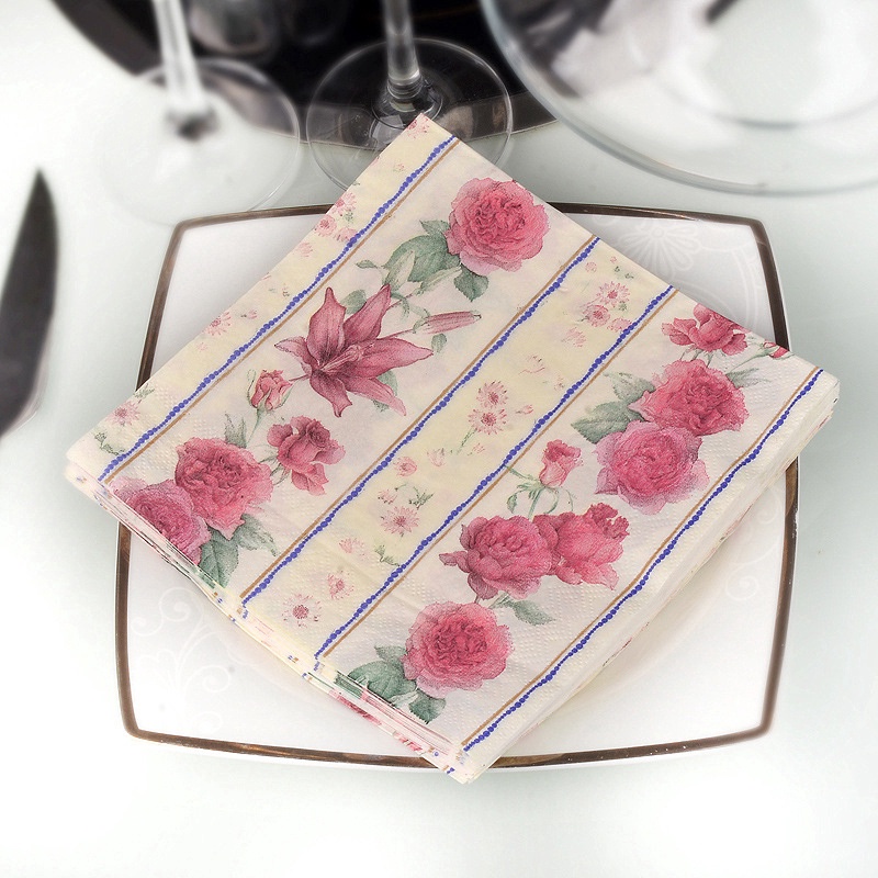Gói 20 Khăn Giấy In Hoa Hồng