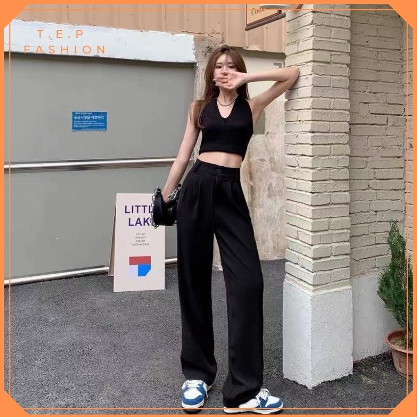 Quần Ống Rộng Nữ Lưng Cao Hai Cúc Tôn Dáng Chân Dài Phong Cách Hàn Quốc Tep Fashion - QOR007 | BigBuy360 - bigbuy360.vn