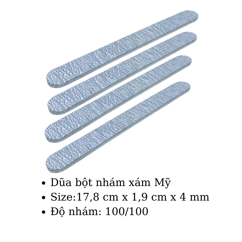 Dũa Móng Tay Móng Bột Nhám Xám Mỹ Dạng Trung Thẳng