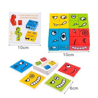 Bộ Đồ Chơi Expression 16 Khối Gỗ Lắp Ráp Kèm 64 Thẻ Hình Biểu Cảm Cho Bé- ALOKIDS TB