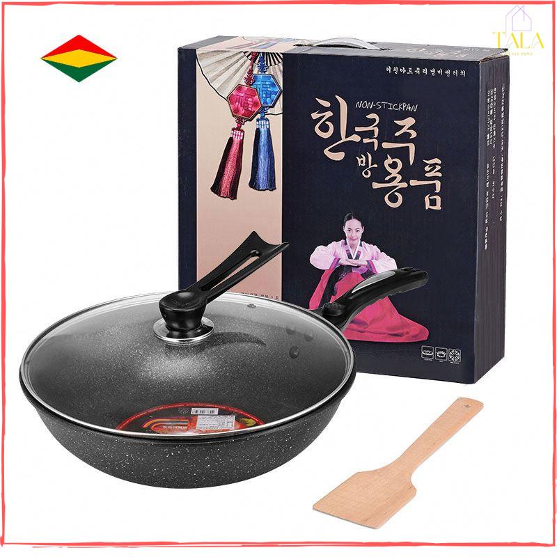 Chảo Hàn Quốc- Chảo đá chống dính sâu lòng Hàn Quốc, có nắp kính size 32cm