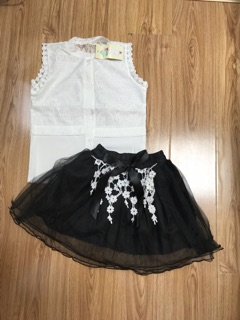 Set áo + váy ren 2 lớp
