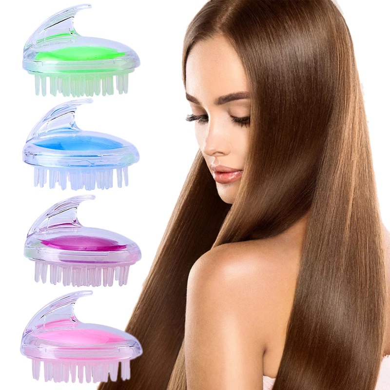 Bàn Chải Mát Xa Da Đầu Bằng Silicon Trong Suốt Tiện Dụng