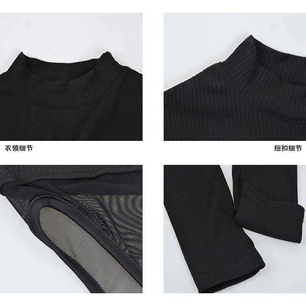 Áo Dệt Kim Tay Dài/Chân Váy Lưng Cao Đính Kim Sa Quyến Rũ Thời Trang Cho Nữ