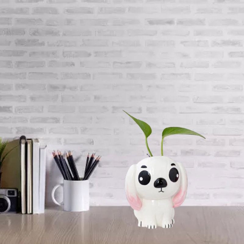 Khuôn Silicone Làm Chậu Cây Hình Chú Chó Mắt To 3D DIY