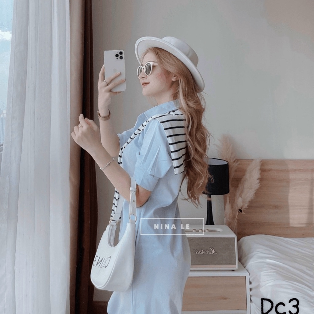 (Free ship) Xả Lỗ Mẫu Đầm Lụa Suông Cổ Sơ Mi Siêu Dễ THương Giá Rẻ Như Cho UP VLTN Shop