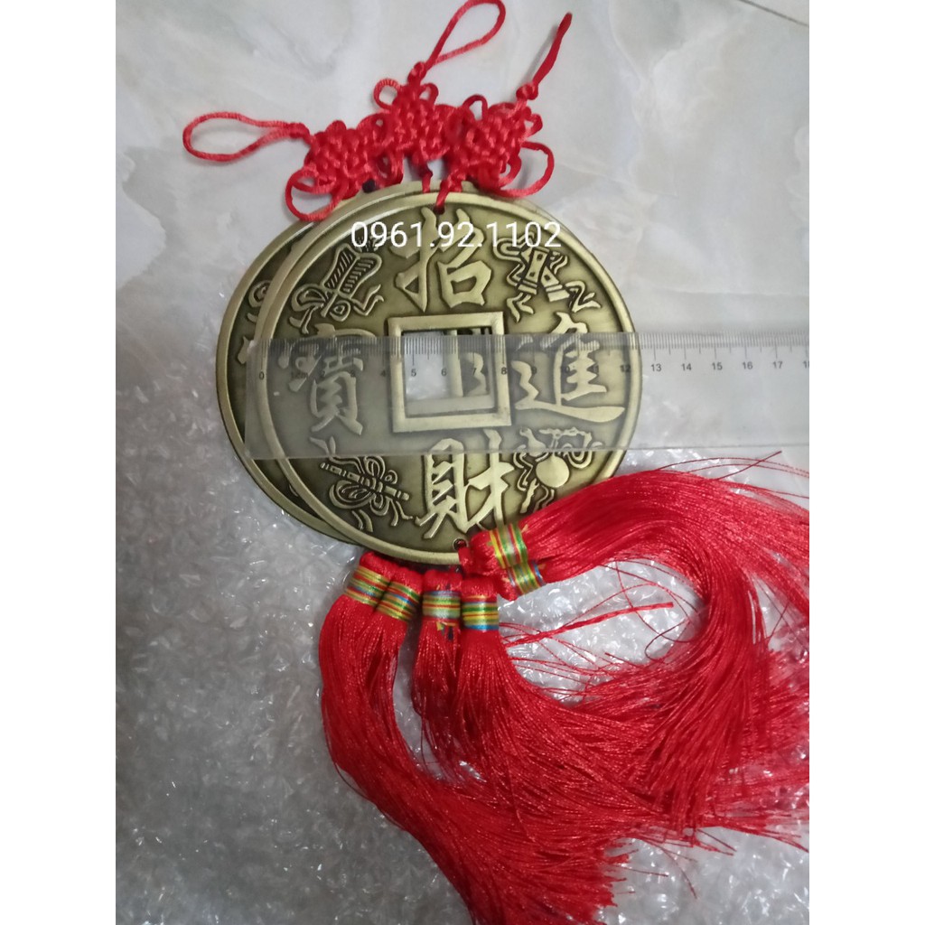 Đồng xu trấn trạch phong thủy TO 13cm, có dây treo đỏ   HÀNG MỚI VỀ